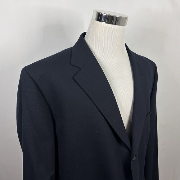 Brooks Brothers 48R BrooksEase Sport Coat 100% Wool Black Three Button Vented - Picture 1 of 8